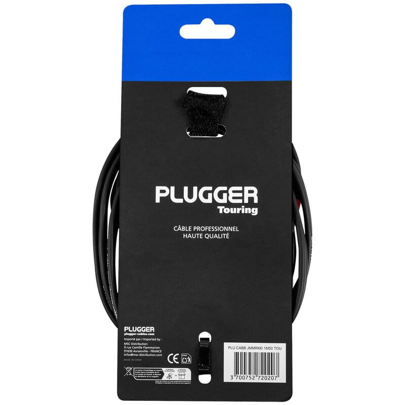 Dual mono jumper cable, male mono jack - male RCA 