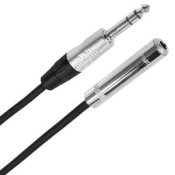 Cable male stereo jack -  female stereo jack 6m