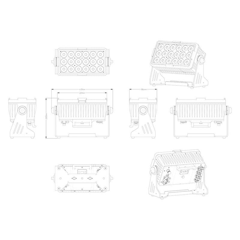 Battery powered IP65 Spotlight 18x10 set 4 + fligh