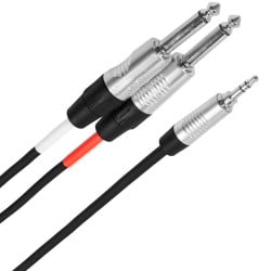 Male stereo mini-jack - male mono jack Y cable, 1 