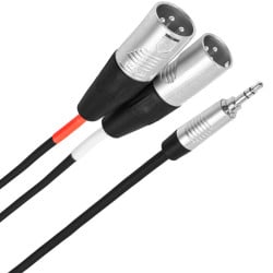 Male stereo mini-jack - male XLR 3p Y cable, 2 m